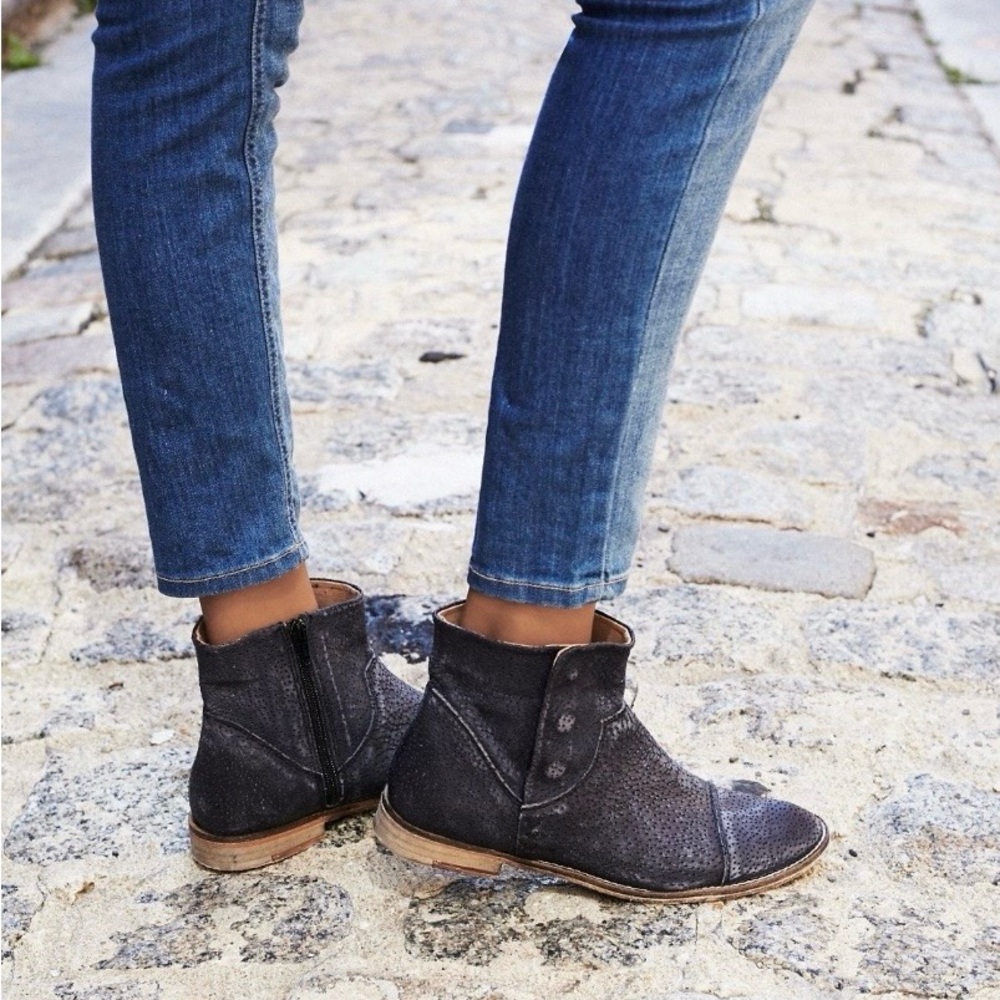 Free People Shadow Lark Ankle Boot in Washed Black - Picture 4 of 12